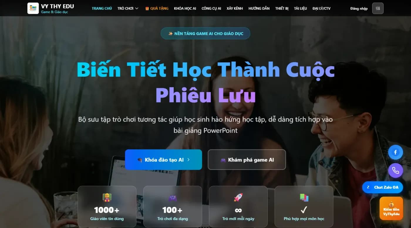 Website khoá học & trò chơi tương tác cho giáo viên