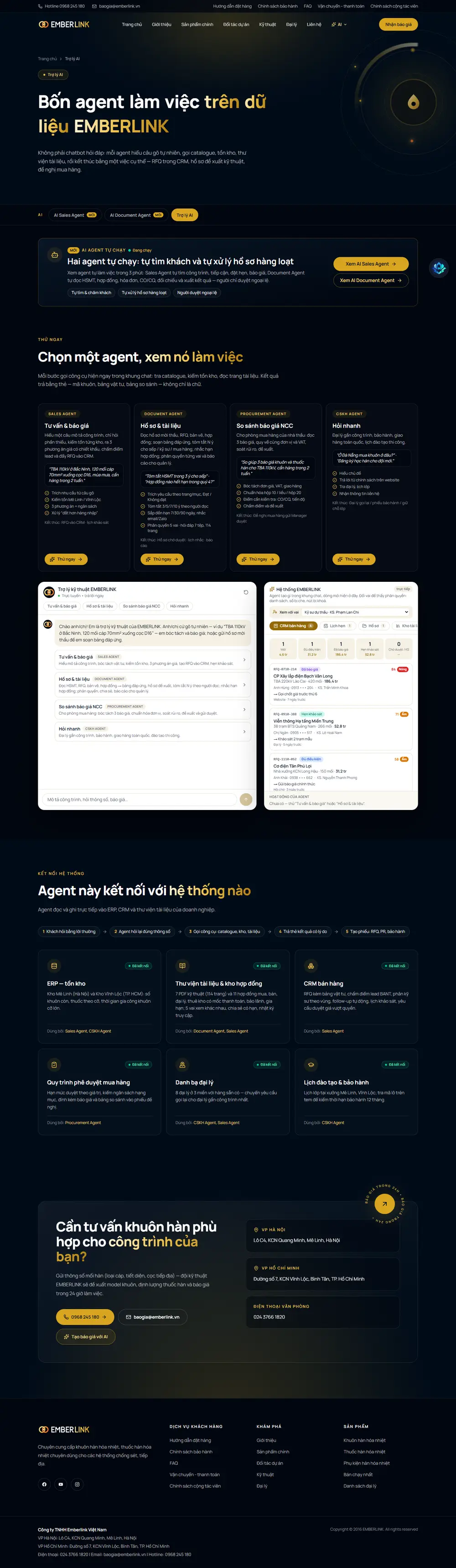 Toàn trang website AI Agent Tư Vấn Kỹ Thuật & Bán Hàng Công Nghiệp B2B