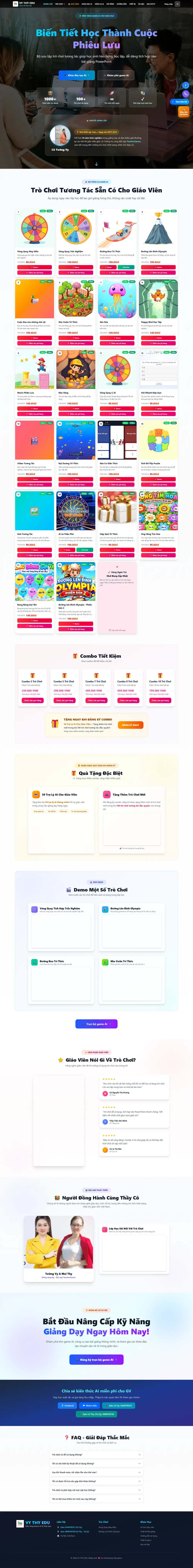Toàn trang website Website Khóa Học & Trò Chơi Tương Tác Cho Giáo Viên